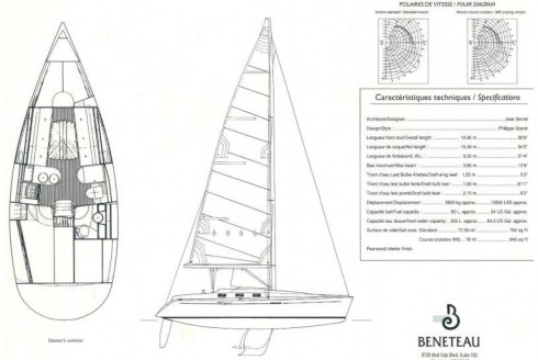 Plan d'aménagement du Voilier Usagé Bénéteau First 36S7 1996 à vendre